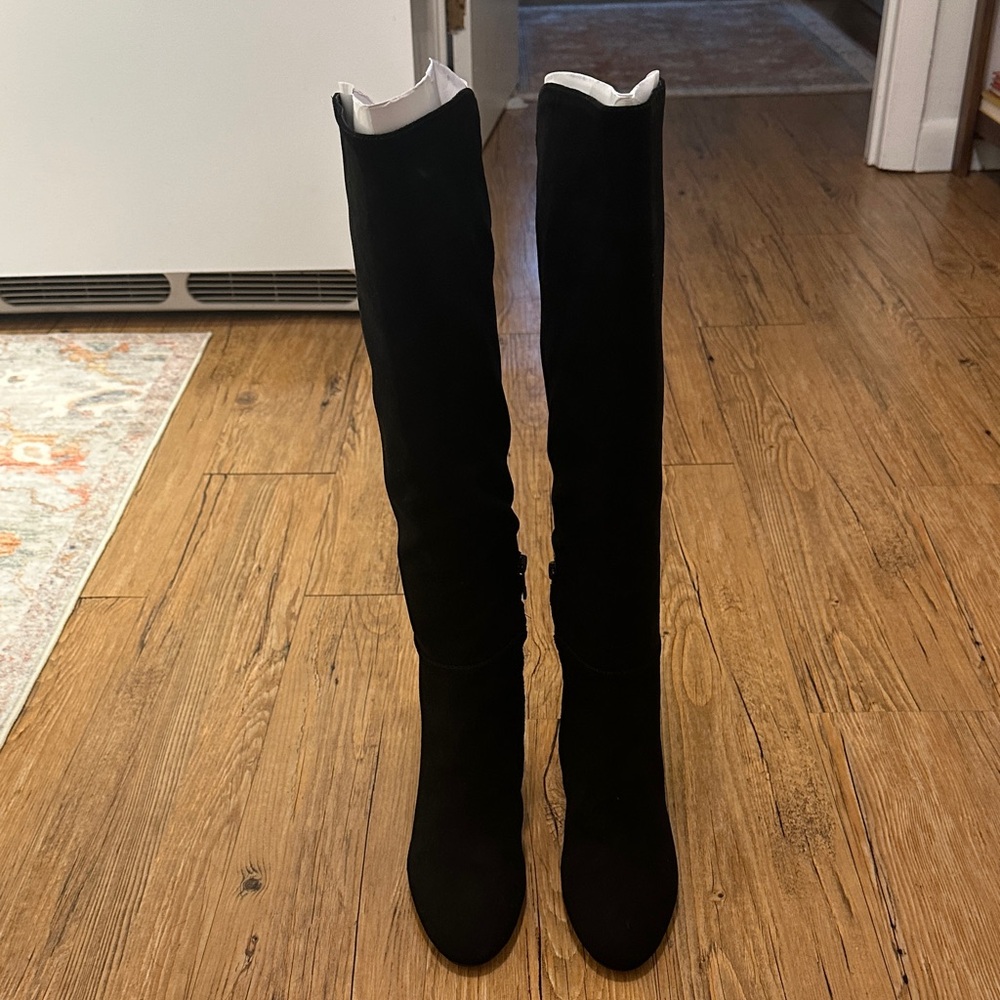 NWT Sam Edelman Shauna Black Suede Knee High Boots sz 8